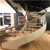 Villa Wood Treads Stairs Stainless Steel Curved Beam Staircase