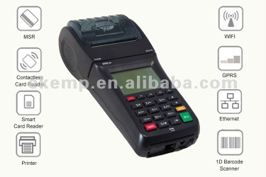 linux mobile card payment terminal for market with barcode reader/thermal printer