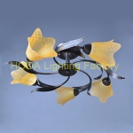 Russian Iron Ceiling Flower Lamp With Glass Lampshade